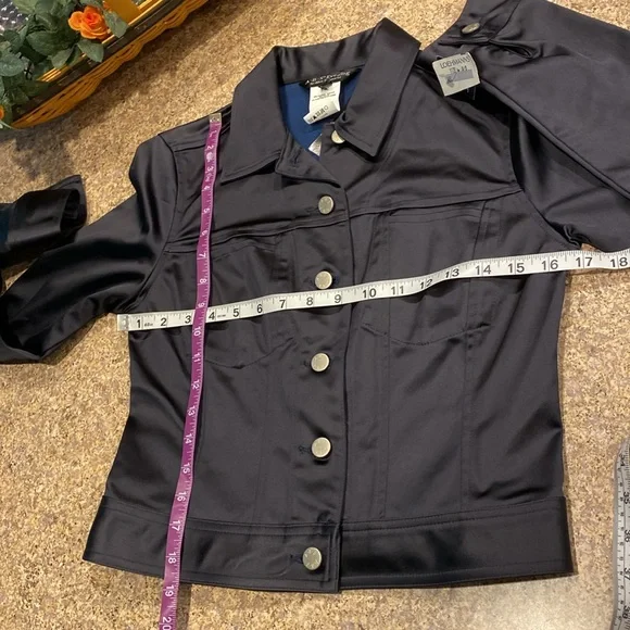 NWT ABS Evening By Allen Schwartz Satiny Jacket Petite X/S - Picture 7 of 12
